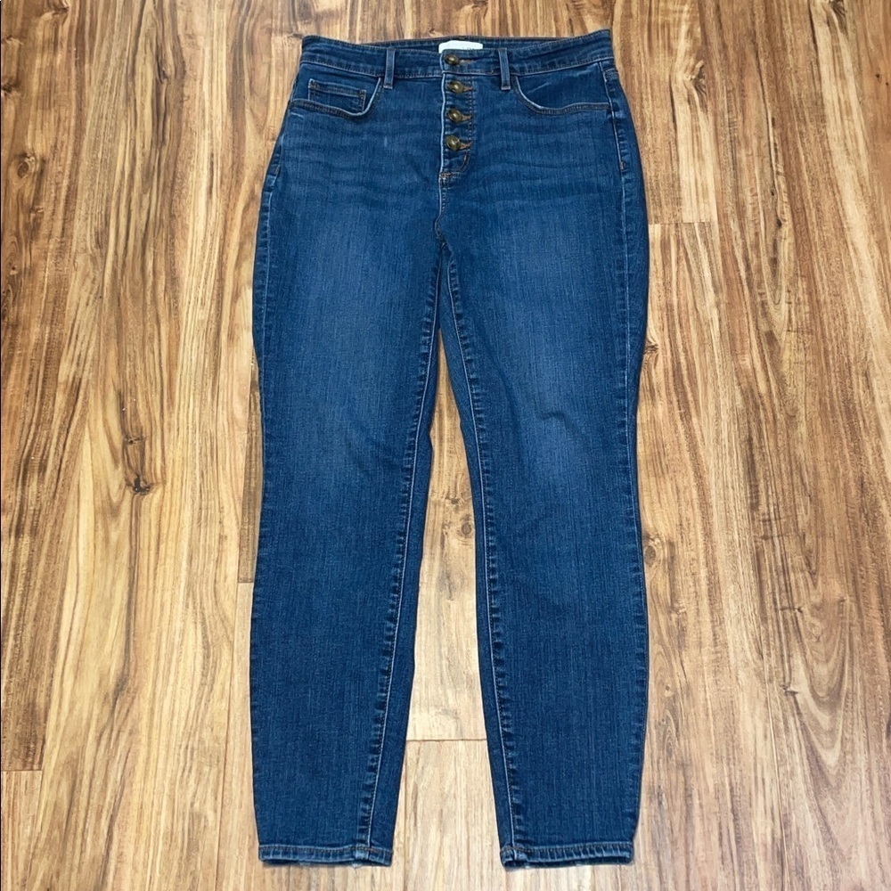 Loft women’s jeans 29 8 curvy skinny high rise ankle blue stretch pants denim